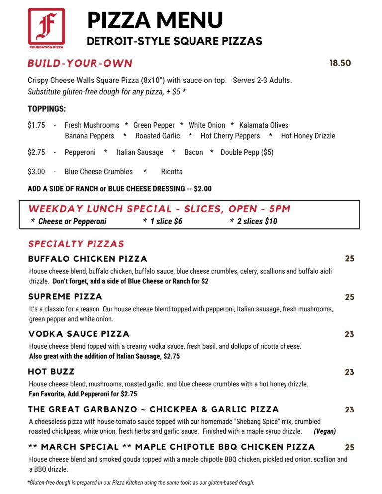 Pizza Menu updated 3/1/25