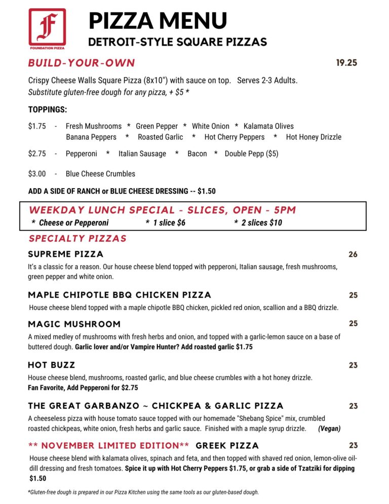 Foundation Brewing Pizza Menu updated 11-1-25