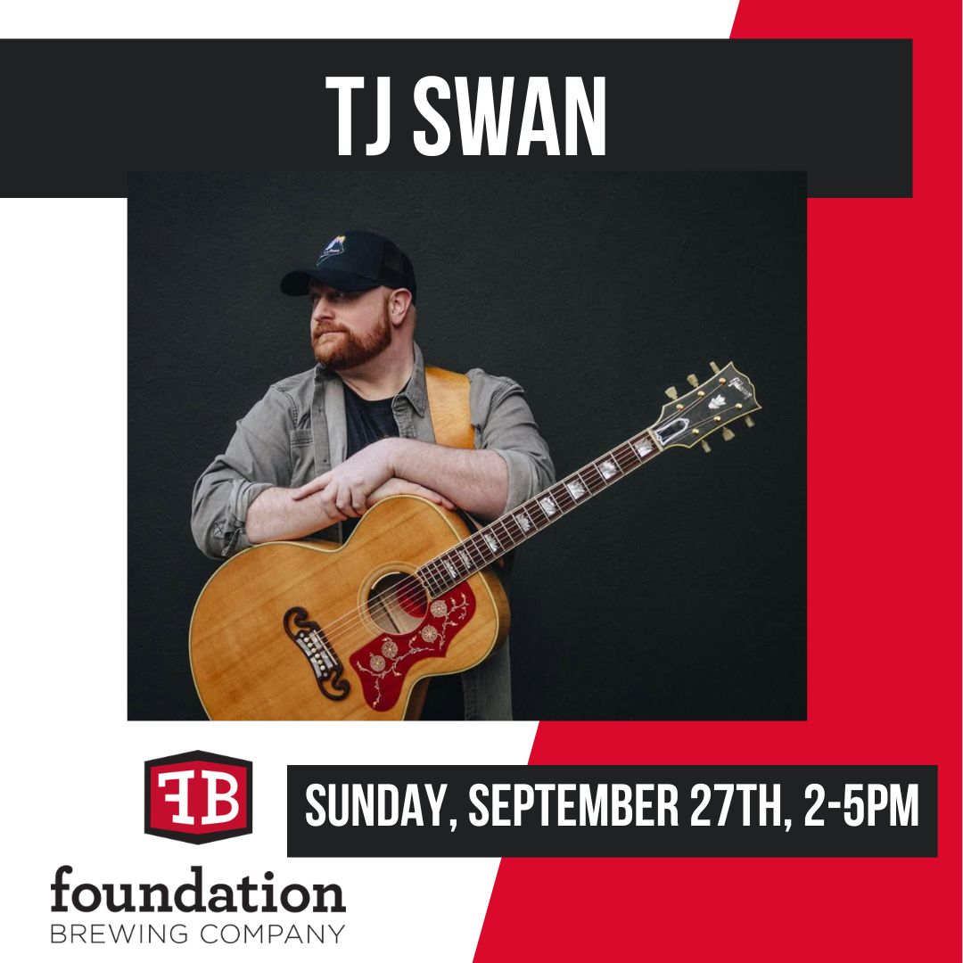 Musician TJ Swan performing on Foundation Brewing's patio during Sunday music series