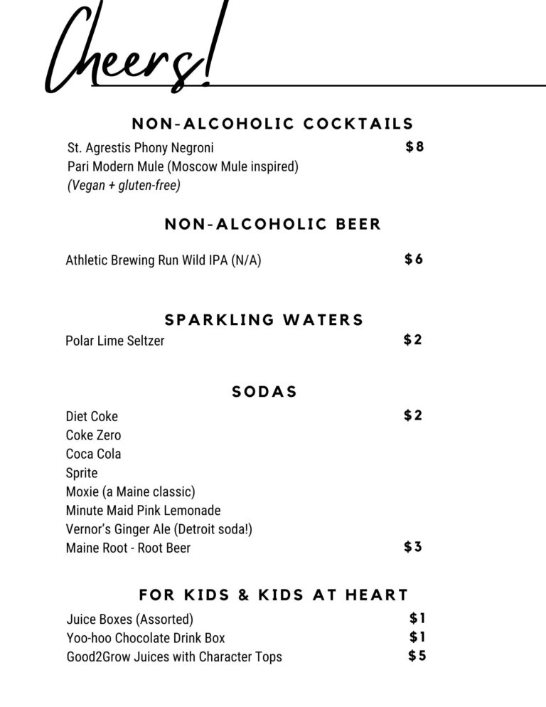 Foundation Brewing & Pizza Kitchen, Non-Alcoholic menu updated 9-9-26